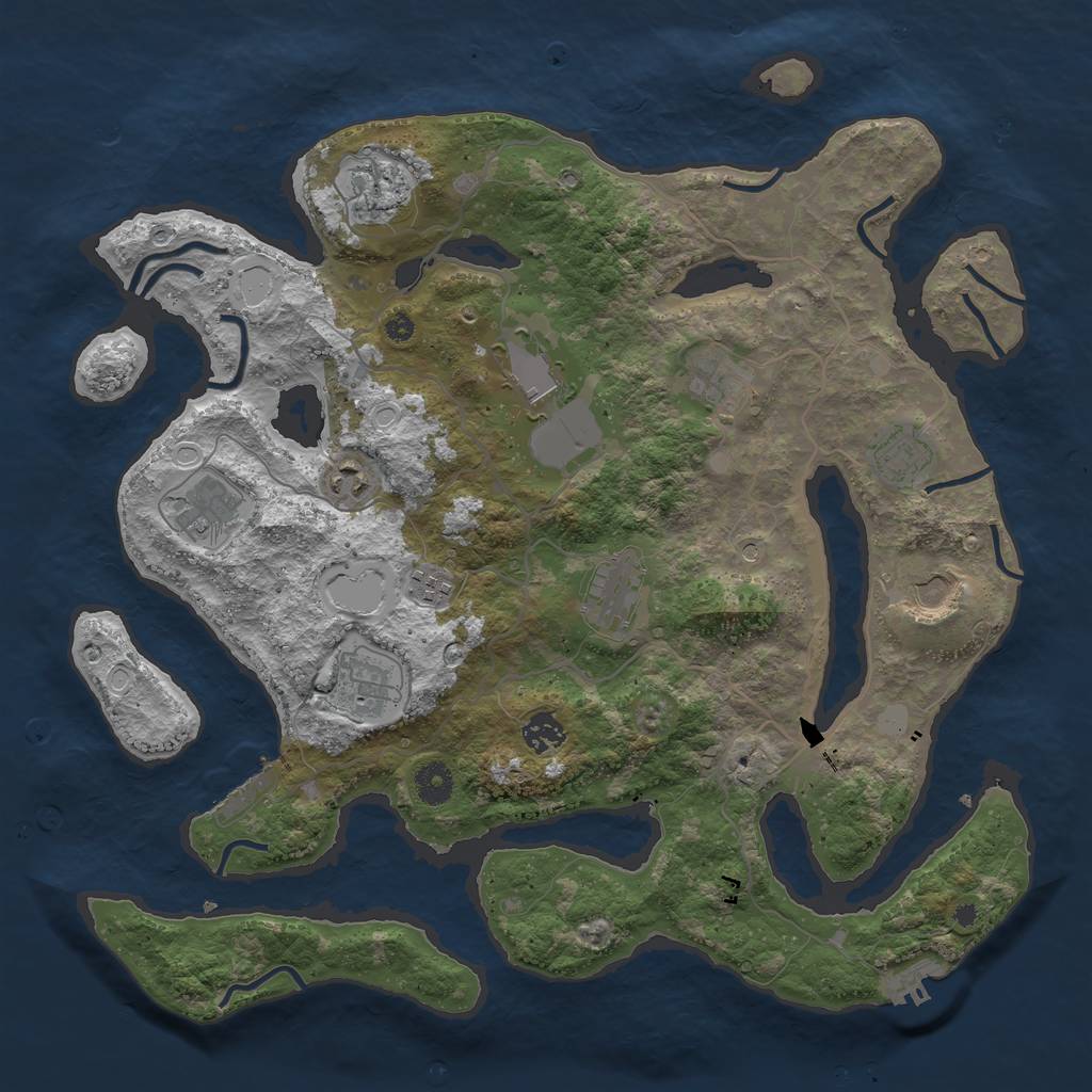 Rust Map: Procedural Map, Size: 4022, Seed: 1441133105, 19 Monuments