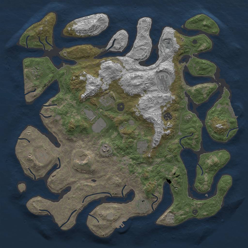 Rust Map: Procedural Map, Size: 4500, Seed: 957683, 19 Monuments