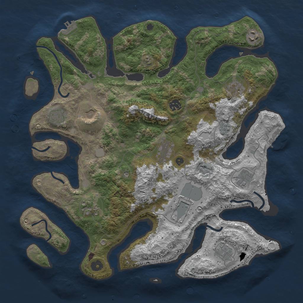 Rust Map: Procedural Map, Size: 3950, Seed: 622310025, 19 Monuments