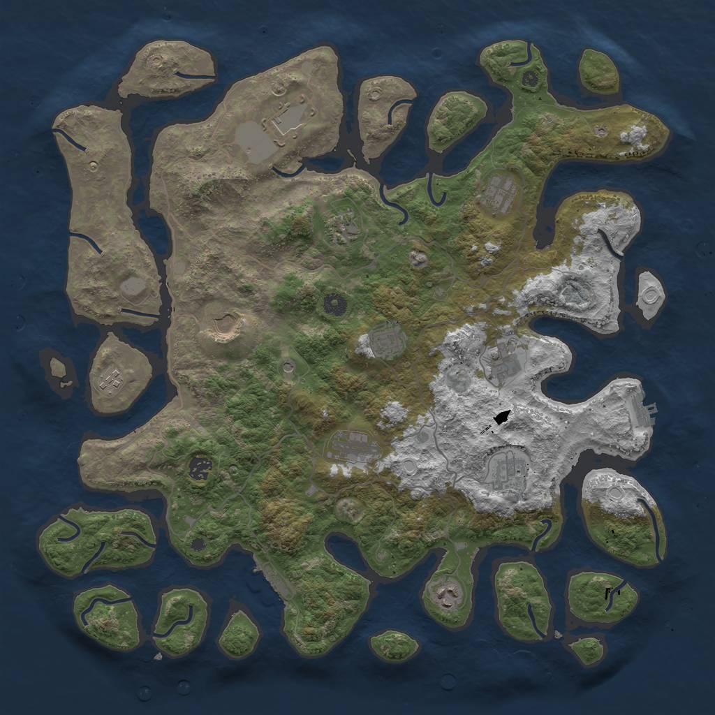 Rust Map: Procedural Map, Size: 4500, Seed: 1257719721, 19 Monuments