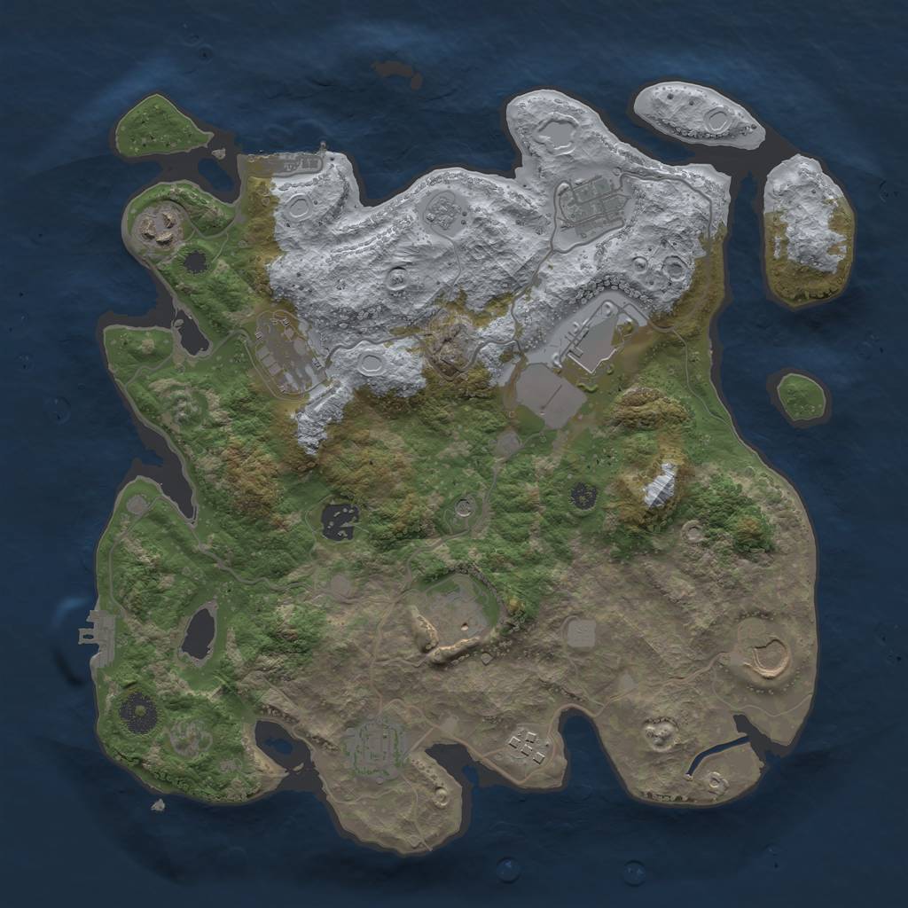 Rust Map: Procedural Map, Size: 3500, Seed: 72403397, 16 Monuments