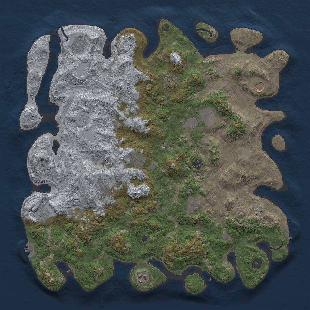 Rust Map: Procedural Map, Size: 4500, Seed: 1124603665, 18 Monuments