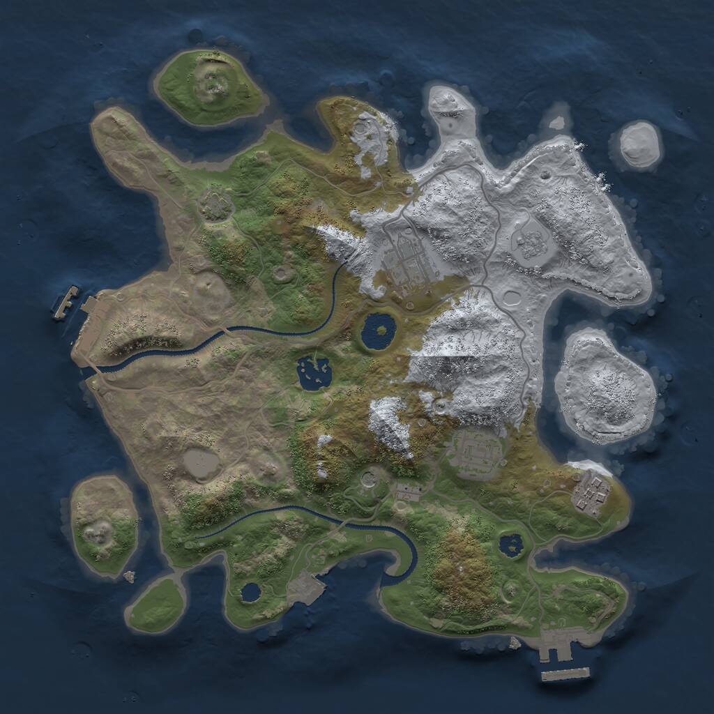 Rust Map: Procedural Map, Size: 3000, Seed: 830958923, 10 Monuments