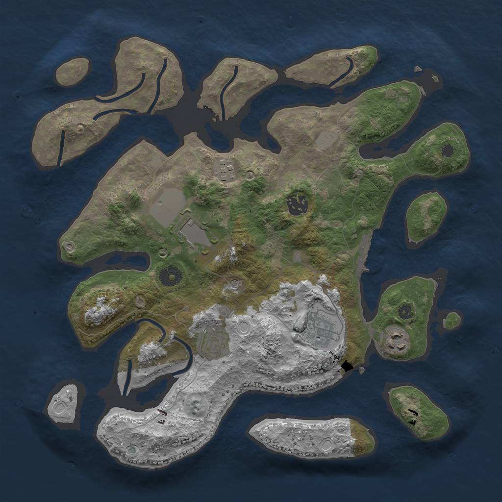 Rust Map: Procedural Map, Size: 3500, Seed: 349103, 13 Monuments