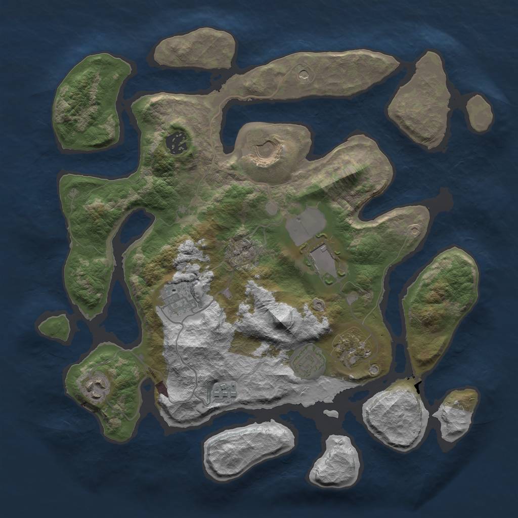 Rust Map: Barren, Size: 3500, Seed: 1944007874, 11 Monuments