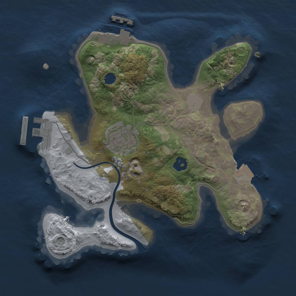 Rust Map: Procedural Map, Size: 2090, Seed: 6969, 4 Monuments