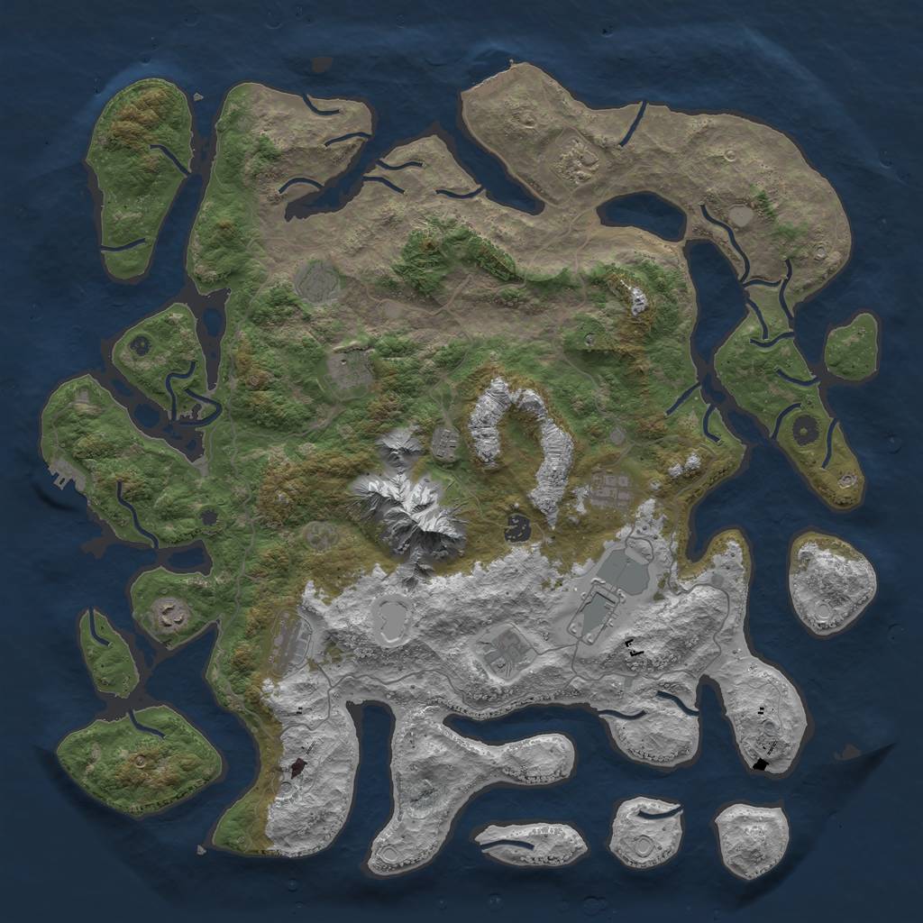 Rust Map: Procedural Map, Size: 5000, Seed: 60888, 18 Monuments