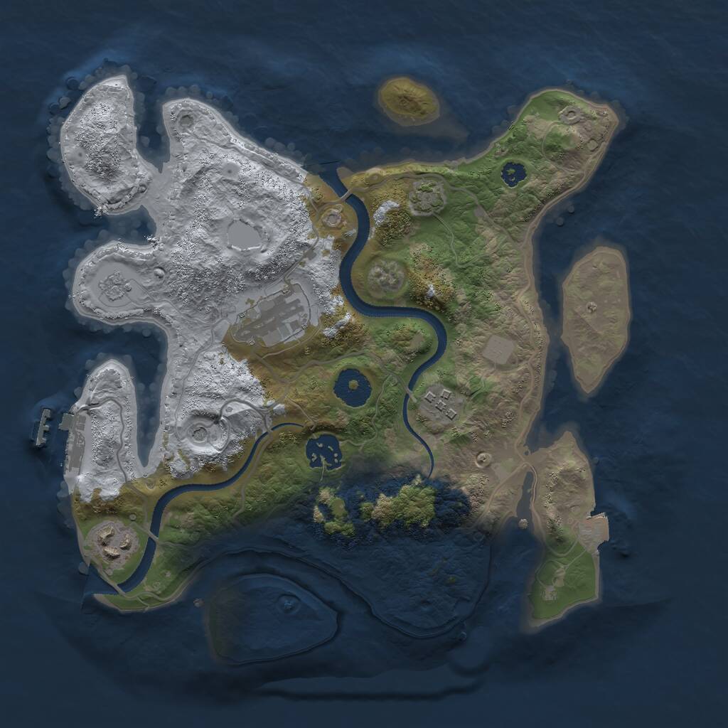 Rust Map: Procedural Map, Size: 3000, Seed: 1577193925, 9 Monuments