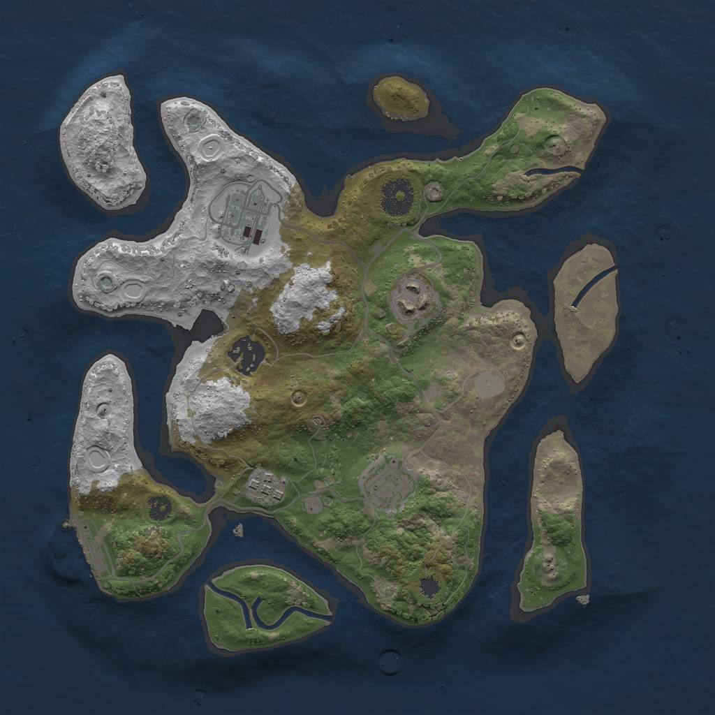 Rust Map: Procedural Map, Size: 3000, Seed: 1577193925, 11 Monuments