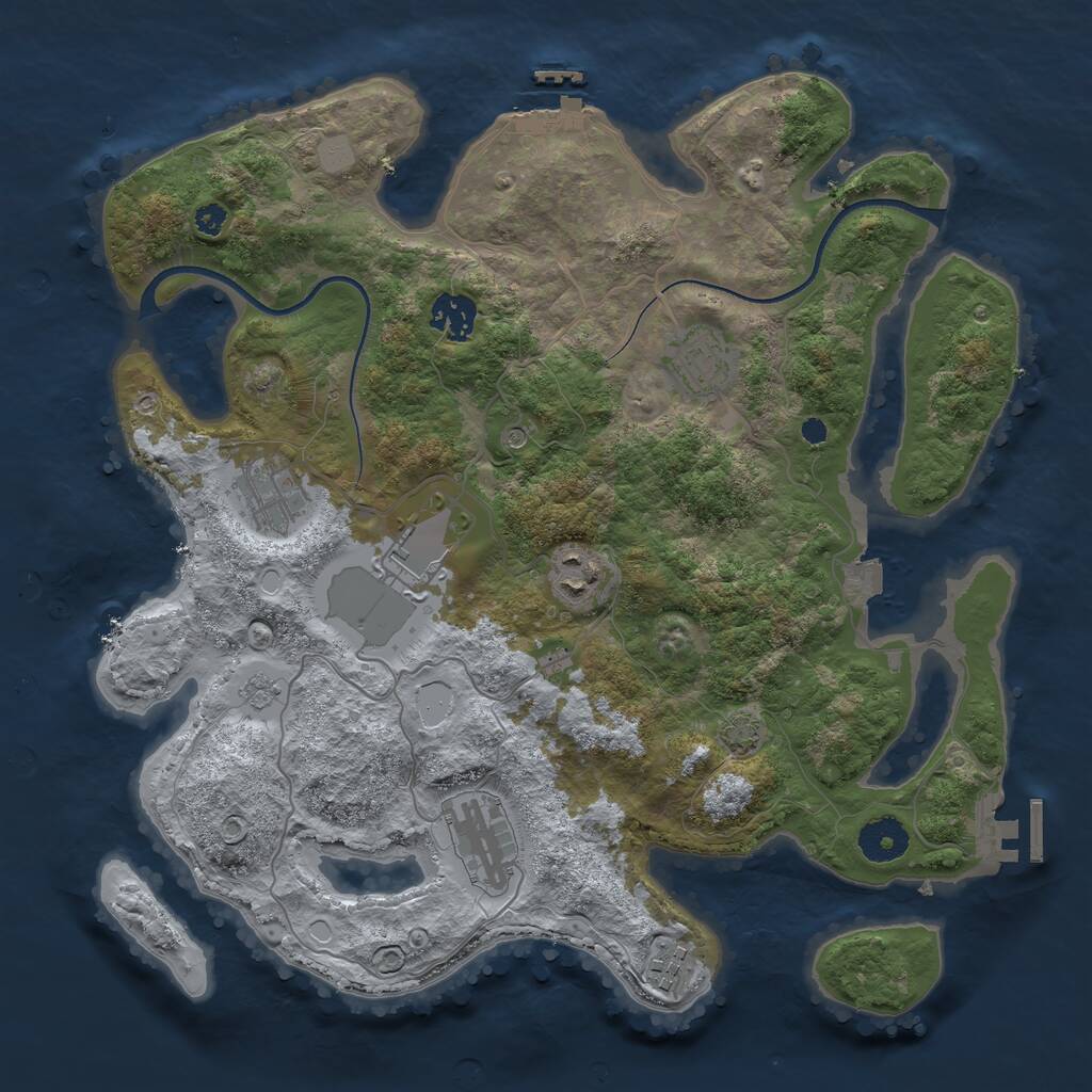 Rust Map: Procedural Map, Size: 3500, Seed: 2035475598, 13 Monuments