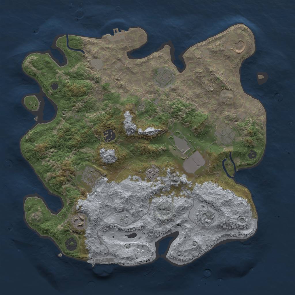 Rust Map: Procedural Map, Size: 3500, Seed: 629989530, 16 Monuments