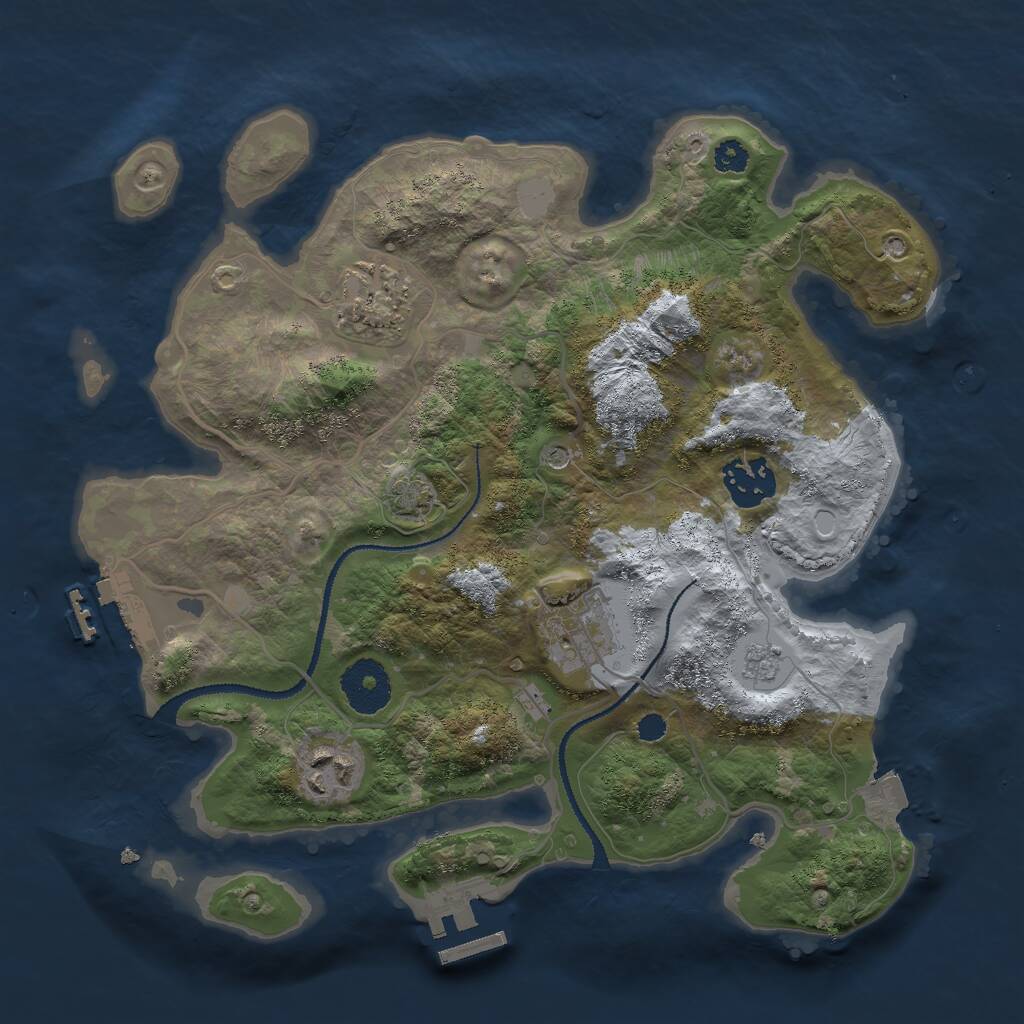 Rust Map: Procedural Map, Size: 3000, Seed: 1643989049, 10 Monuments