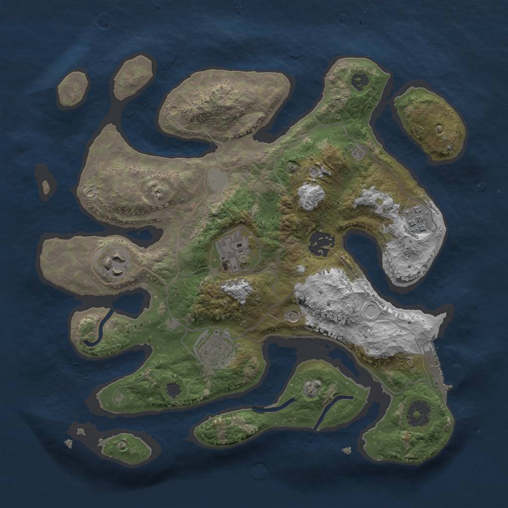 Rust Map: Procedural Map, Size: 3000, Seed: 1643989049, 12 Monuments