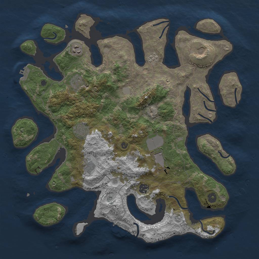 Rust Map: Procedural Map, Size: 4000, Seed: 370029, 16 Monuments