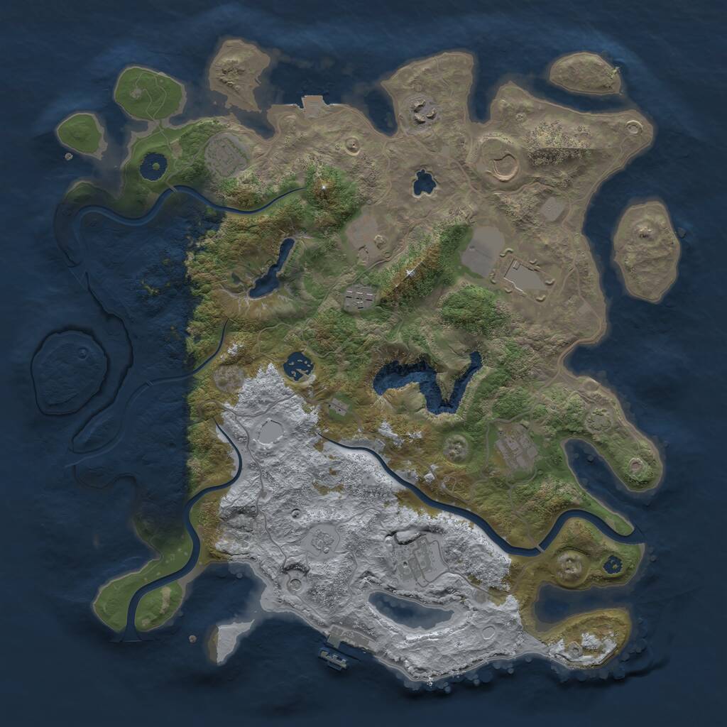 Rust Map: Procedural Map, Size: 4000, Seed: 370029, 14 Monuments