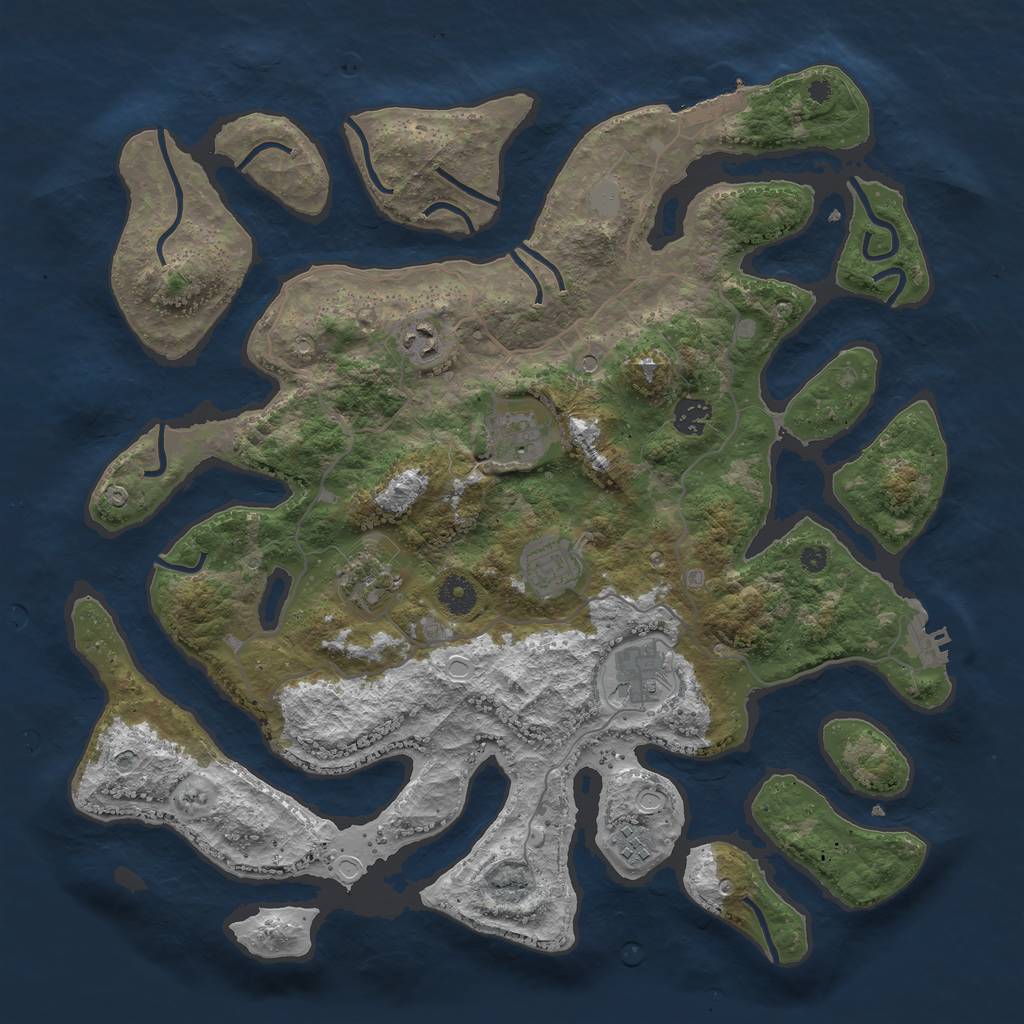 Rust Map: Procedural Map, Size: 4000, Seed: 123980123, 15 Monuments