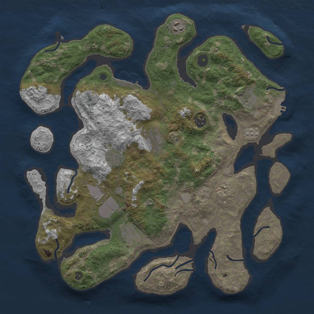 Rust Map: Procedural Map, Size: 3950, Seed: 2707, 17 Monuments