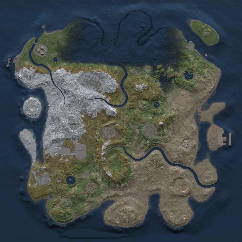 Rust Map: Procedural Map, Size: 3950, Seed: 2707, 16 Monuments