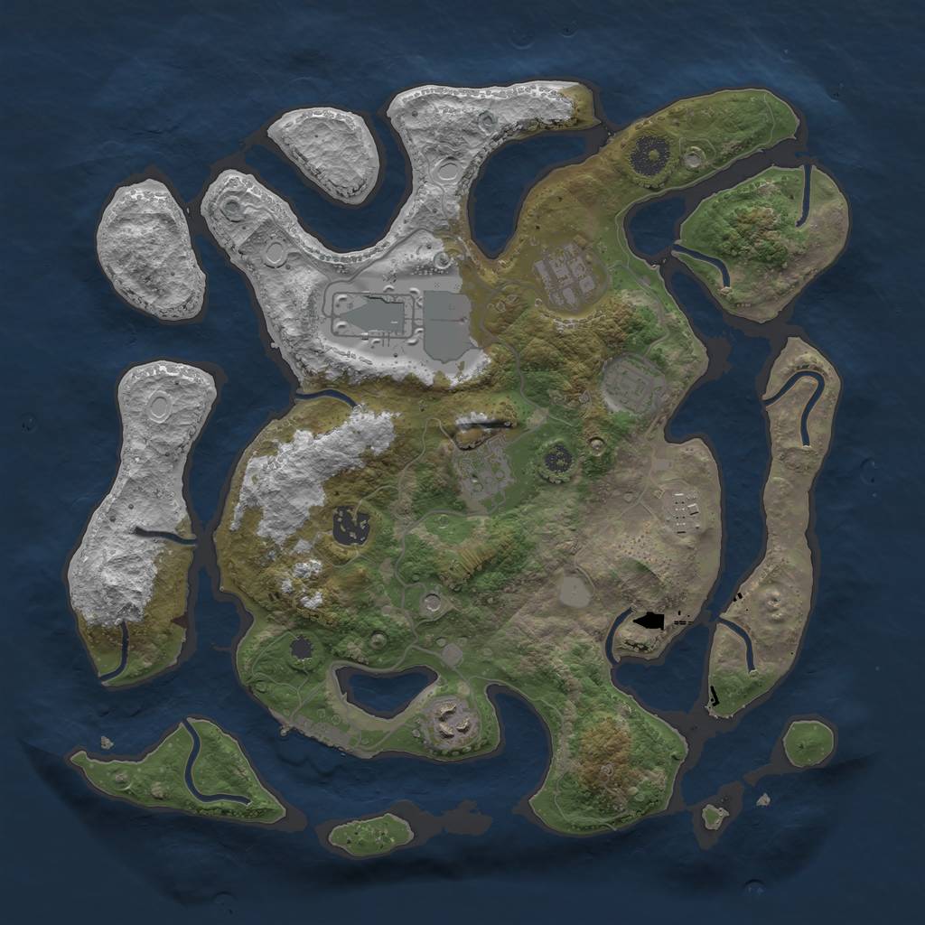 Rust Map: Procedural Map, Size: 3500, Seed: 1935132005, 14 Monuments