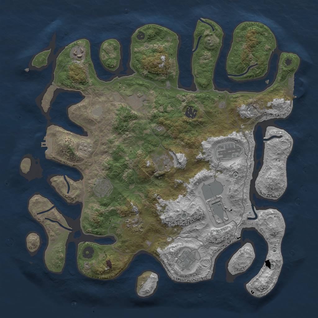 Rust Map: Procedural Map, Size: 4000, Seed: 31455, 18 Monuments