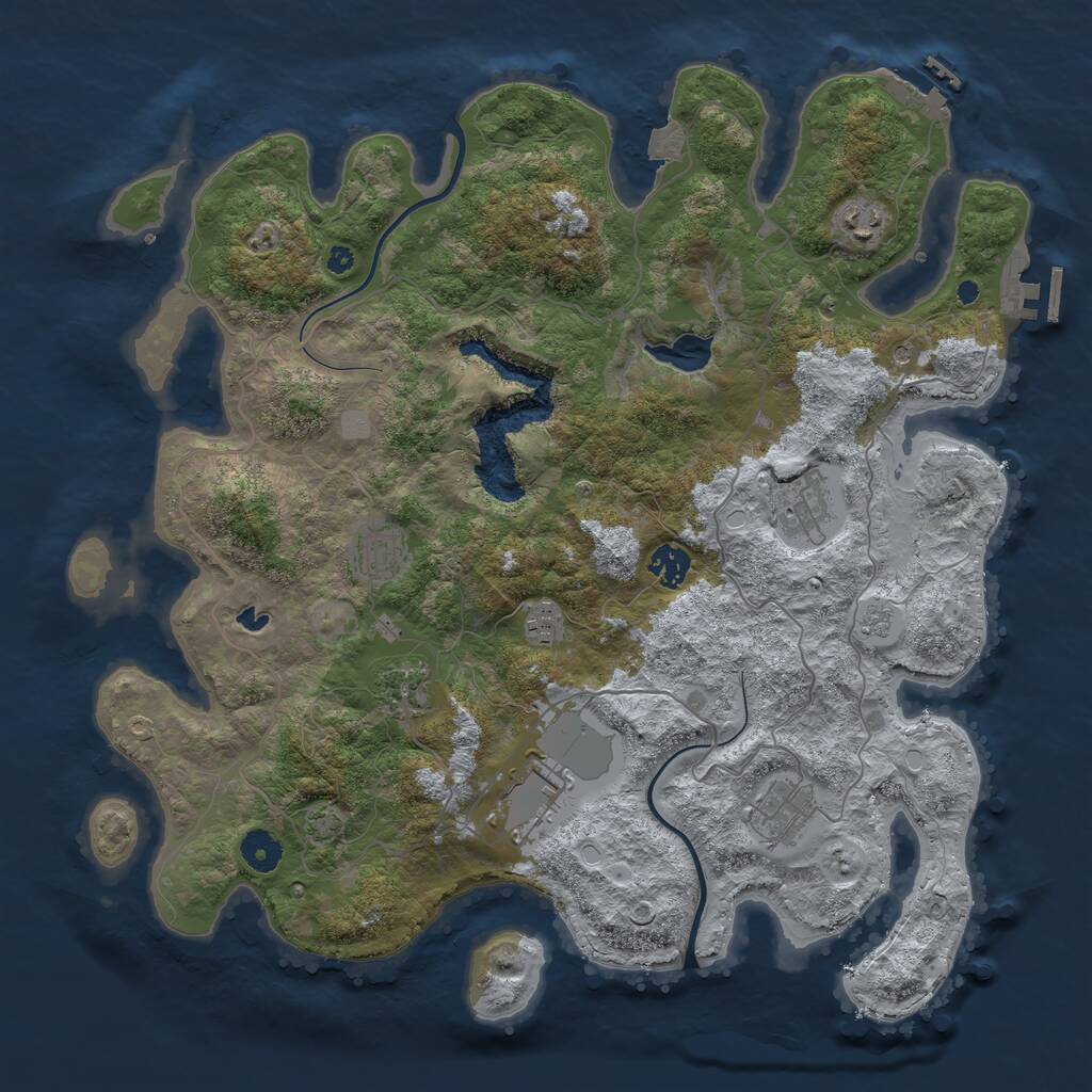 Rust Map: Procedural Map, Size: 4000, Seed: 31455, 14 Monuments