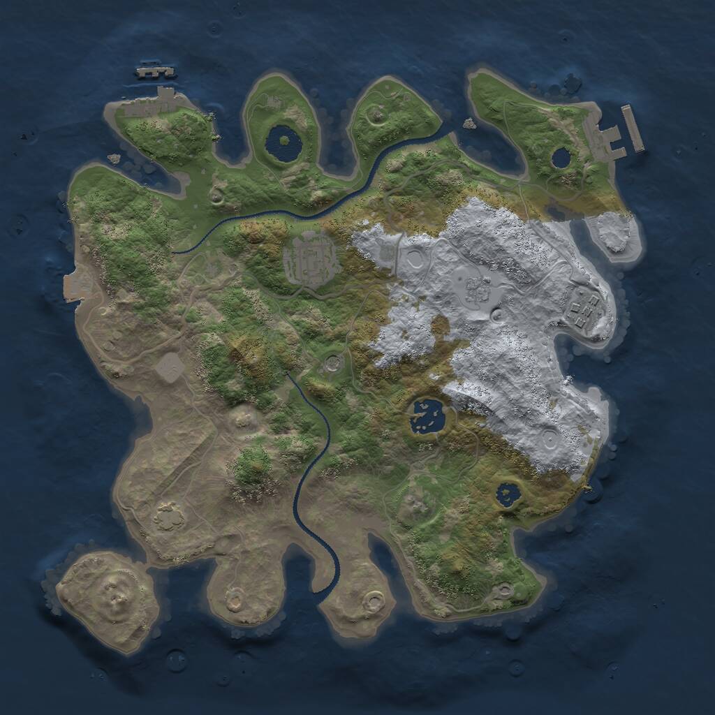 Rust Map: Procedural Map, Size: 3000, Seed: 414141212, 9 Monuments