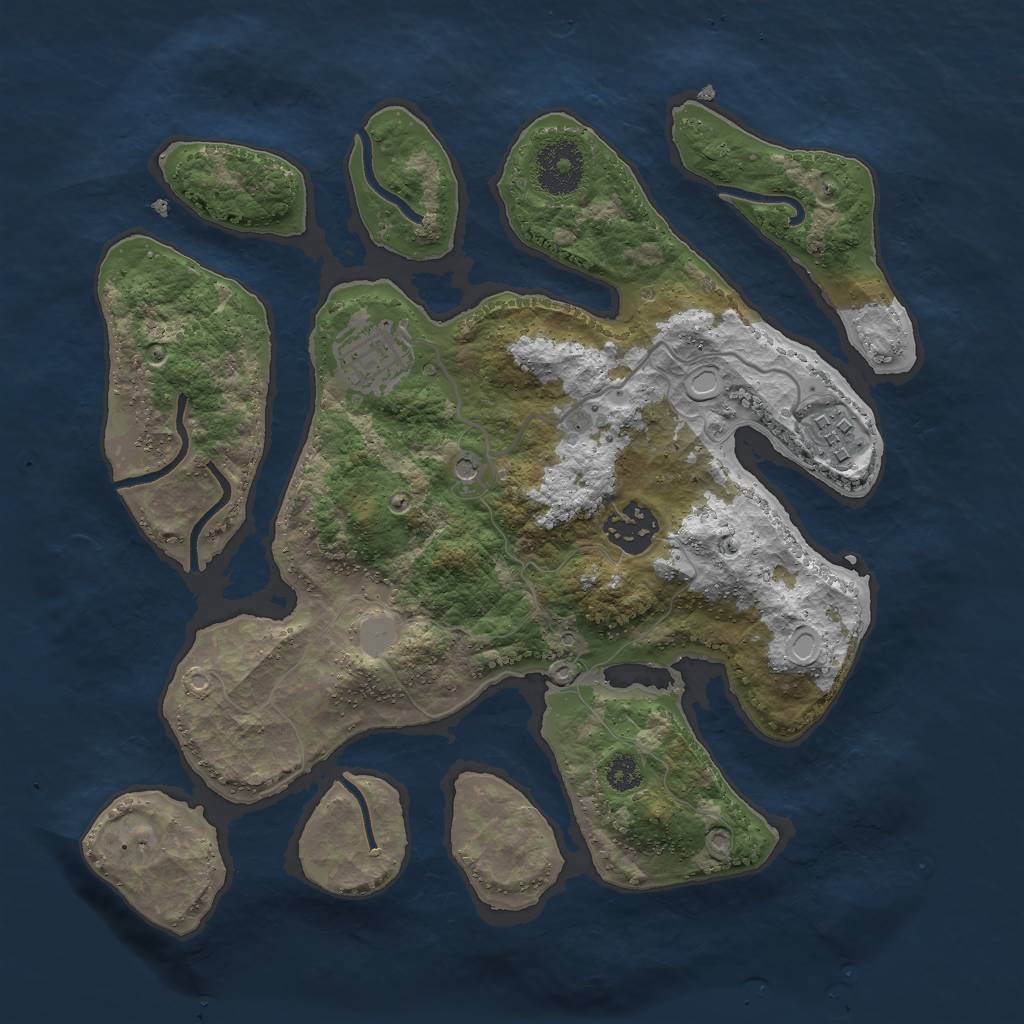 Rust Map: Procedural Map, Size: 3000, Seed: 414141212, 9 Monuments