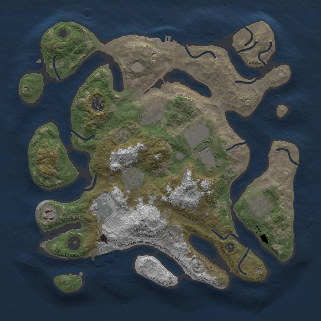 Rust Map: Procedural Map, Size: 3500, Seed: 2215625, 15 Monuments