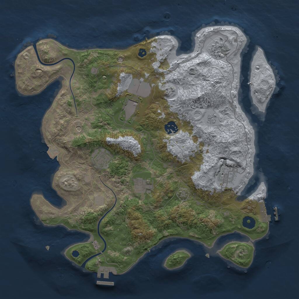 Rust Map: Procedural Map, Size: 3500, Seed: 298309210, 12 Monuments