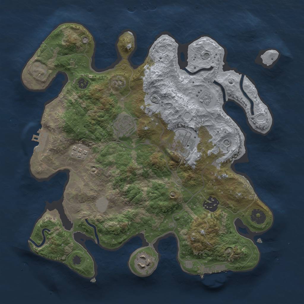 Rust Map: Procedural Map, Size: 3000, Seed: 54532, 12 Monuments