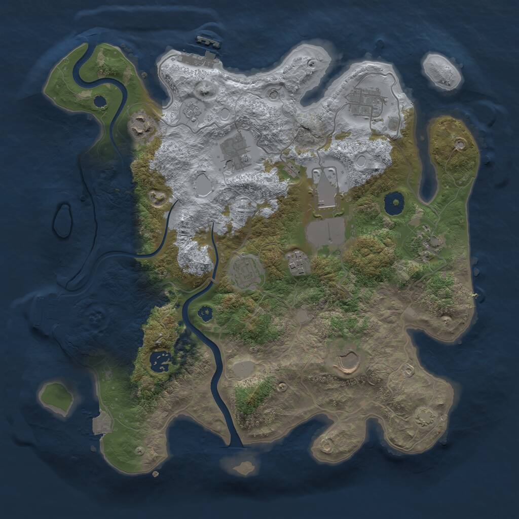 Rust Map: Procedural Map, Size: 3500, Seed: 2027, 15 Monuments