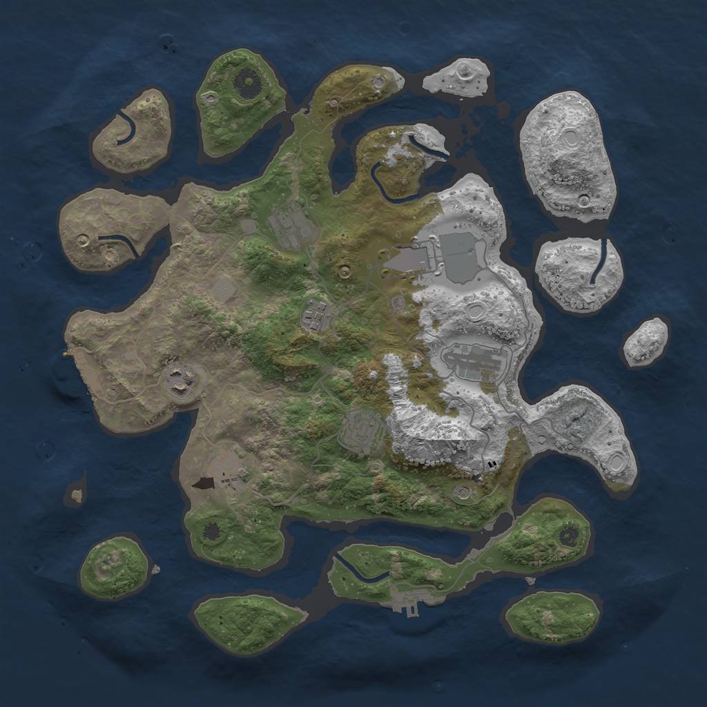 Rust Map: Procedural Map, Size: 3700, Seed: 345441852, 15 Monuments