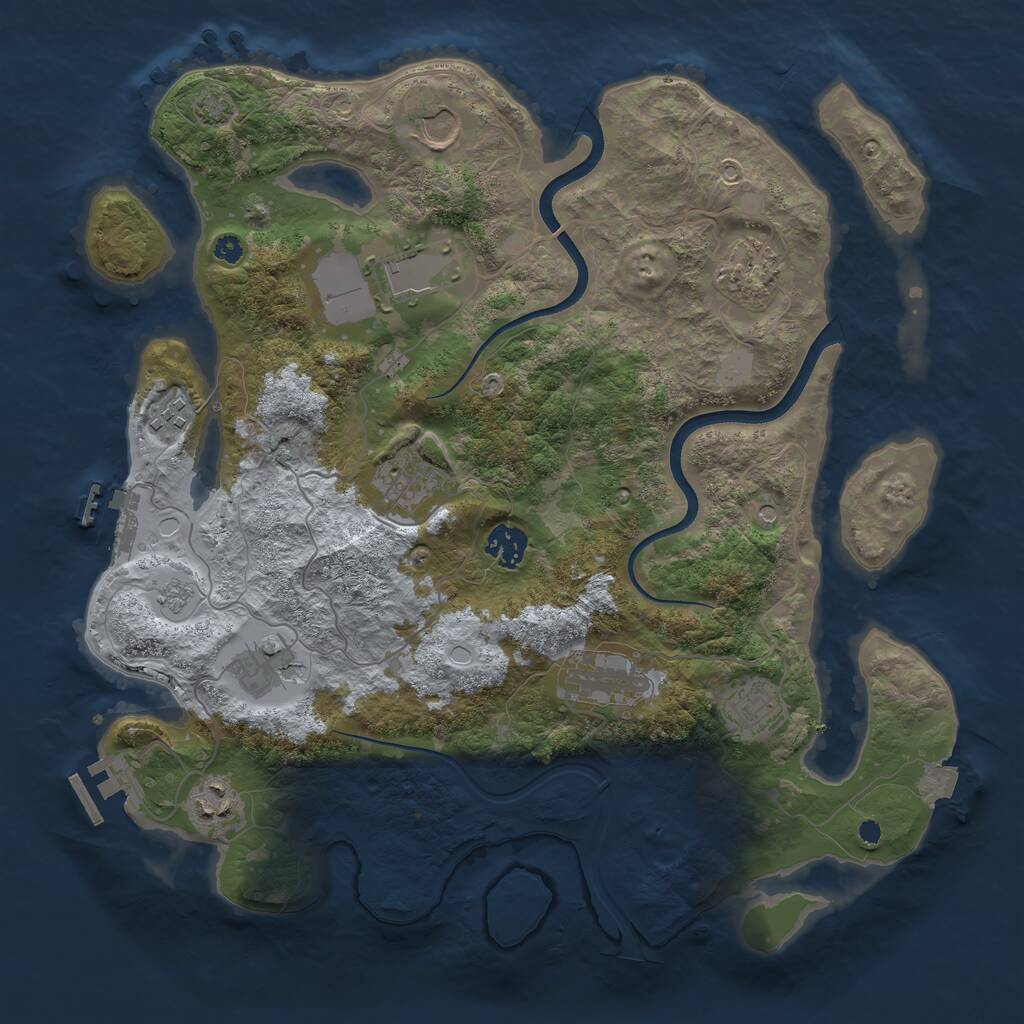 Rust Map: Procedural Map, Size: 3700, Seed: 227644697, 16 Monuments