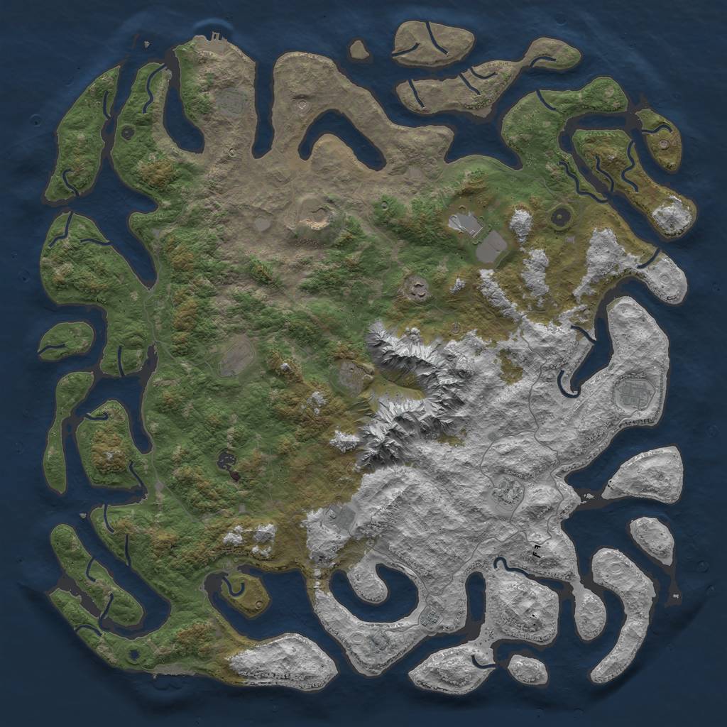 Rust Map: Procedural Map, Size: 6000, Seed: 9876, 19 Monuments