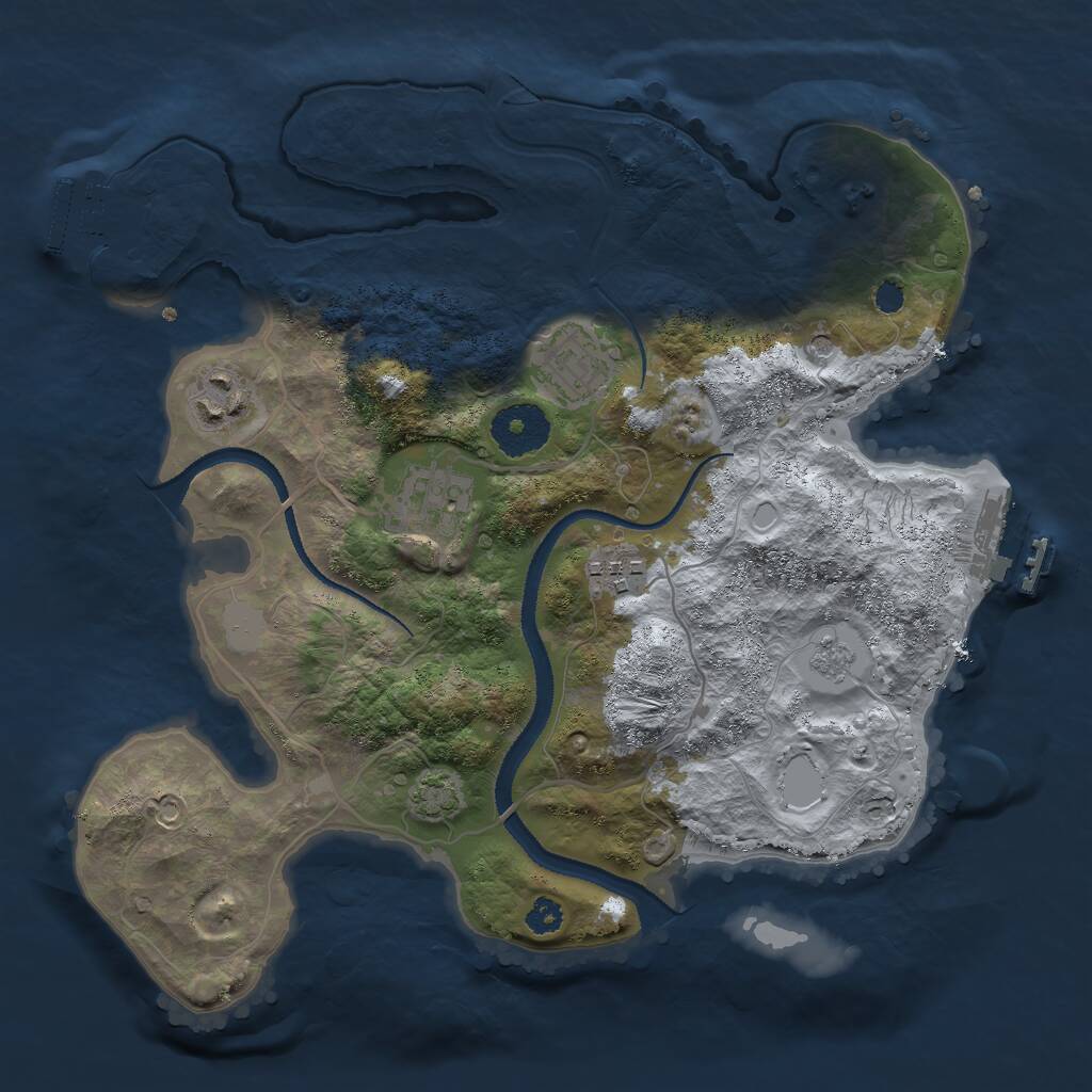 Rust Map: Procedural Map, Size: 3000, Seed: 648172, 10 Monuments