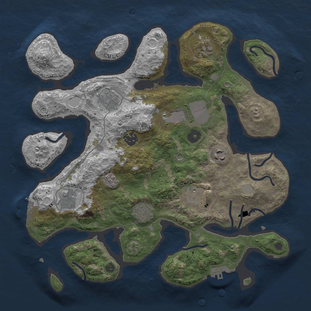 Rust Map: Procedural Map, Size: 3500, Seed: 2073876418, 17 Monuments