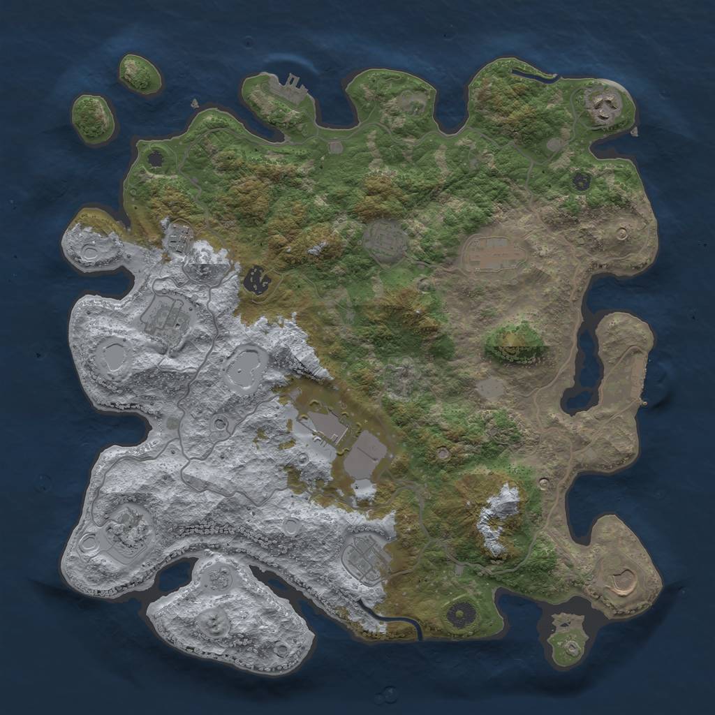 Rust Map: Procedural Map, Size: 4000, Seed: 1593, 17 Monuments