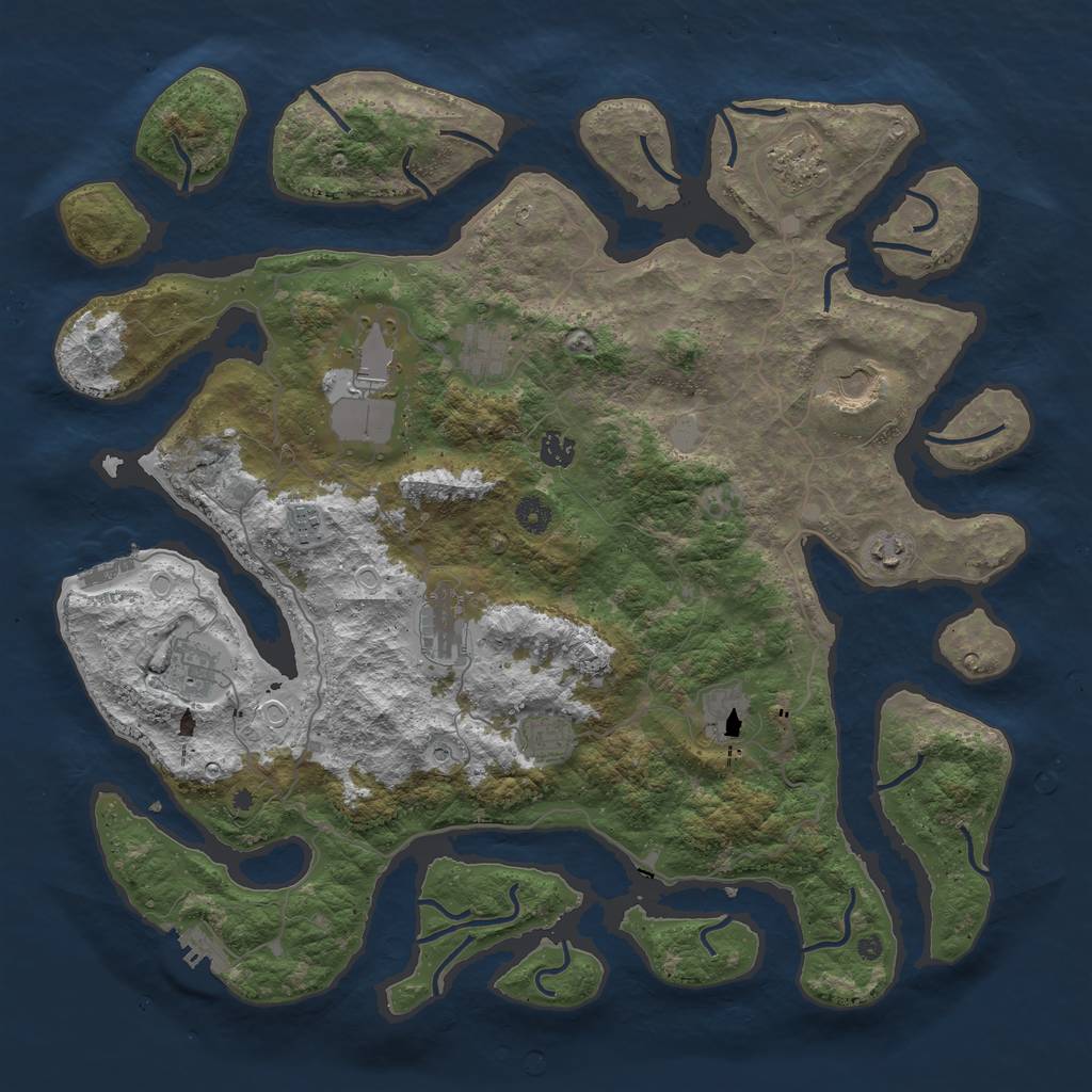 Rust Map: Procedural Map, Size: 4500, Seed: 1338274498, 19 Monuments