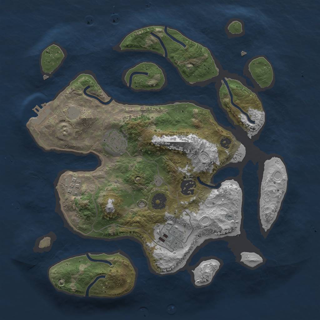 Rust Map: Procedural Map, Size: 3000, Seed: 9227613, 10 Monuments