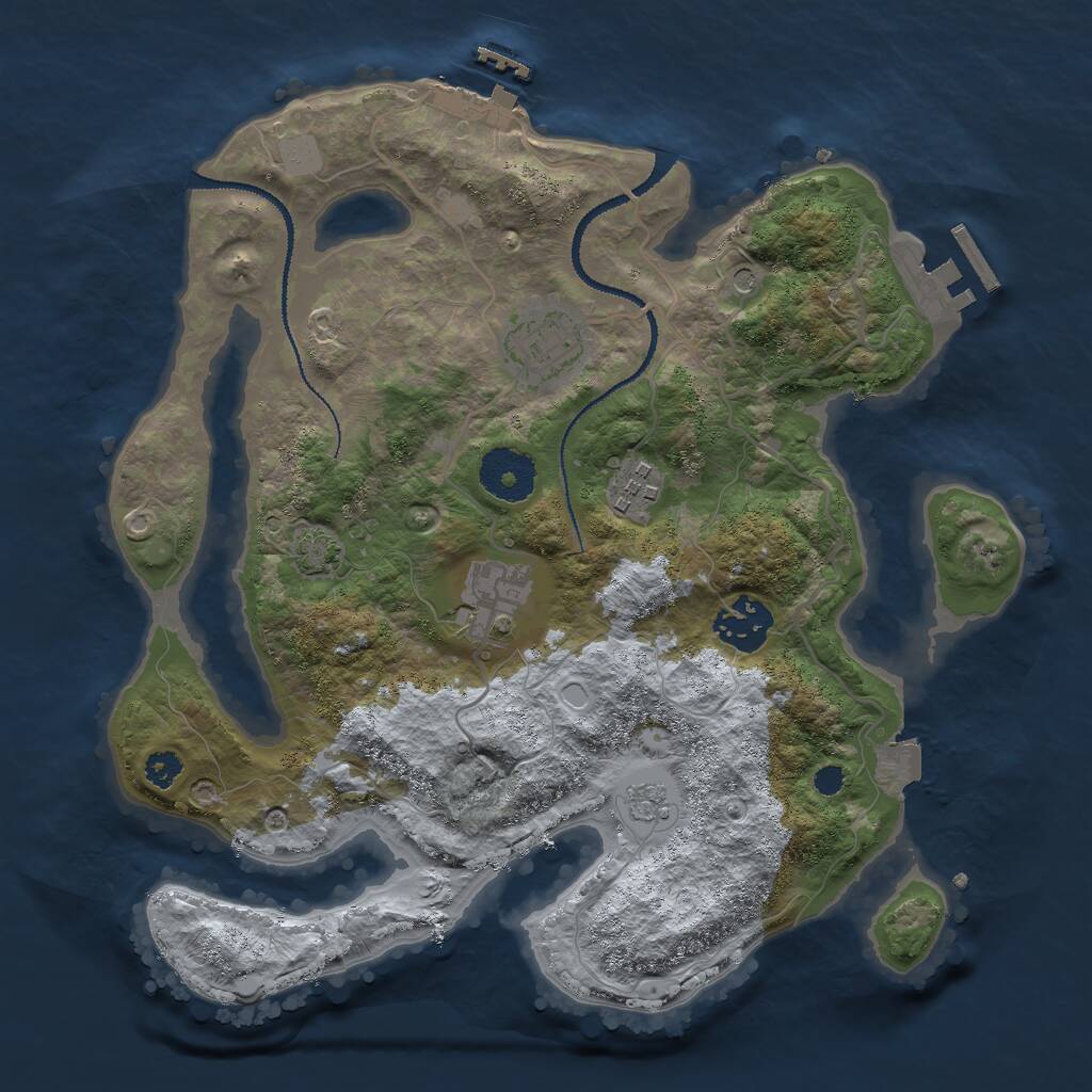 Rust Map: Procedural Map, Size: 3000, Seed: 325264, 10 Monuments