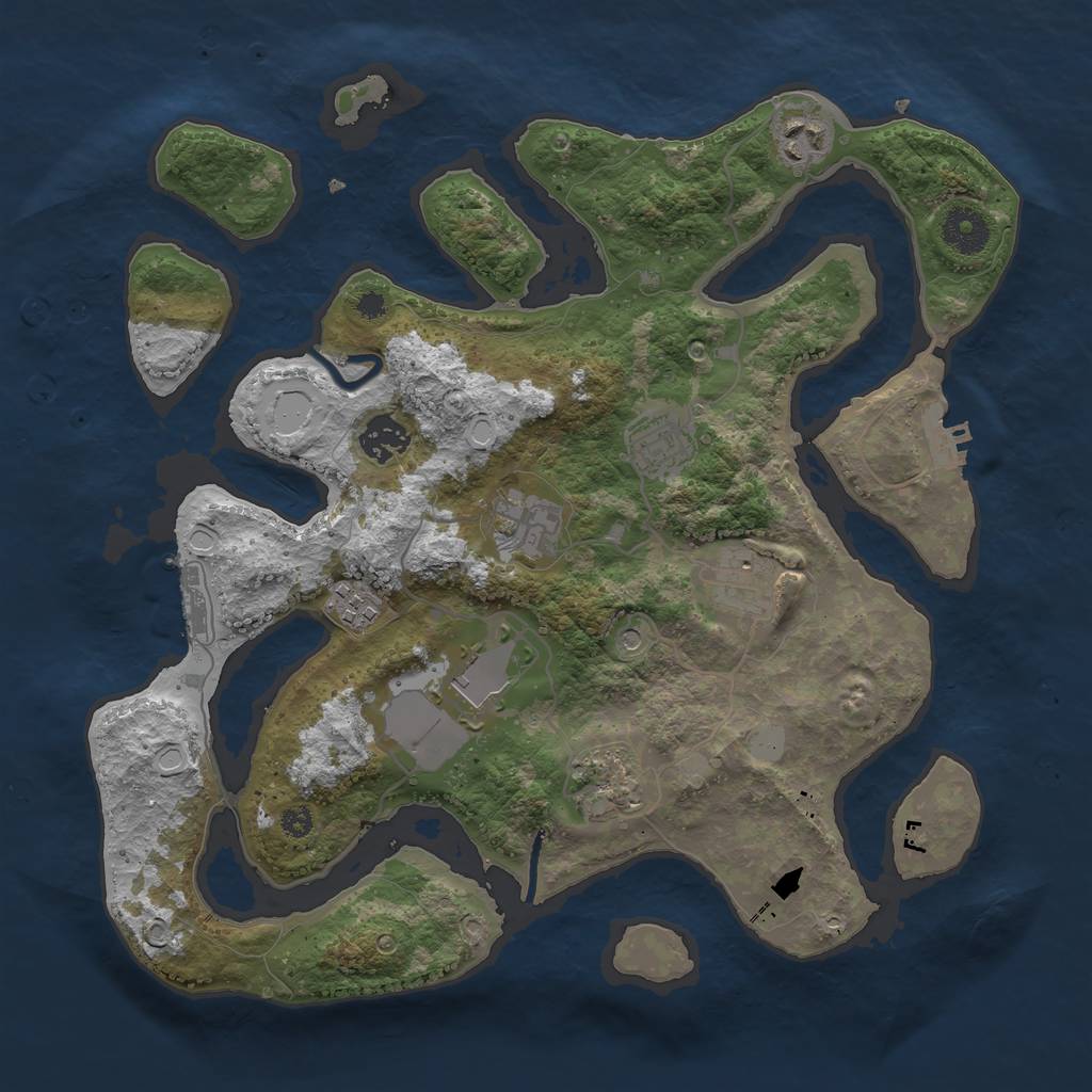 Rust Map: Procedural Map, Size: 3500, Seed: 2137536834, 16 Monuments