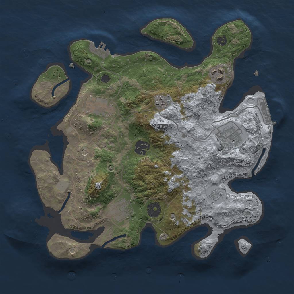 Rust Map: Procedural Map, Size: 3000, Seed: 1340862486, 13 Monuments