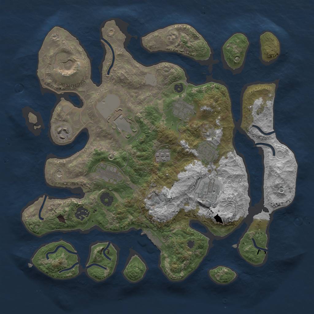 Rust Map: Procedural Map, Size: 3500, Seed: 1257719721, 16 Monuments