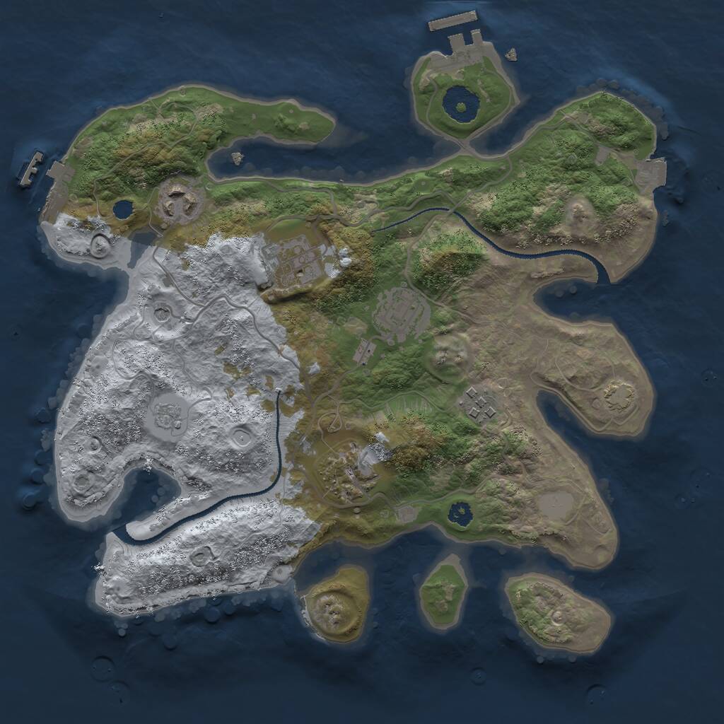 Rust Map: Procedural Map, Size: 3000, Seed: 756250, 11 Monuments