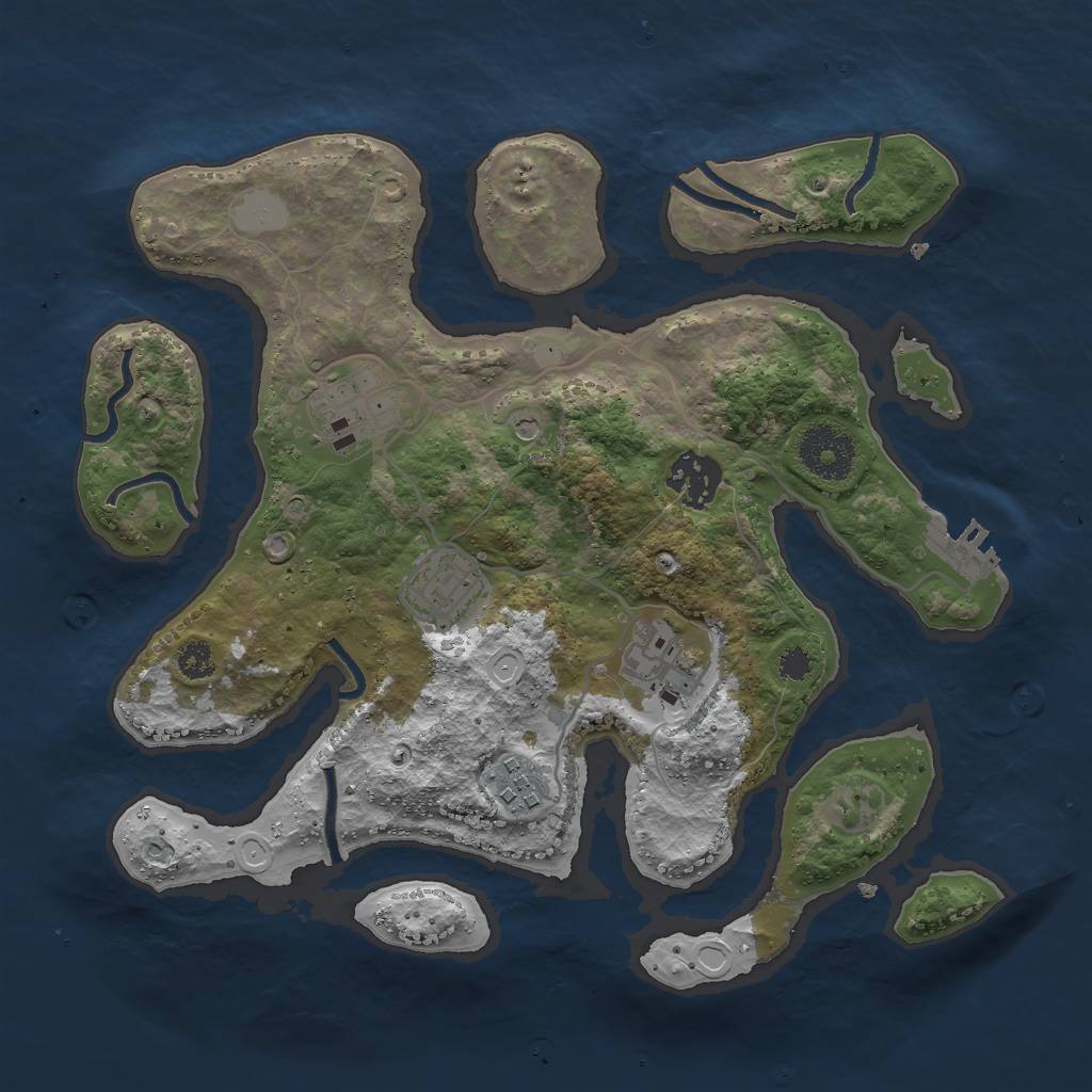 Rust Map: Procedural Map, Size: 3000, Seed: 25690, 12 Monuments