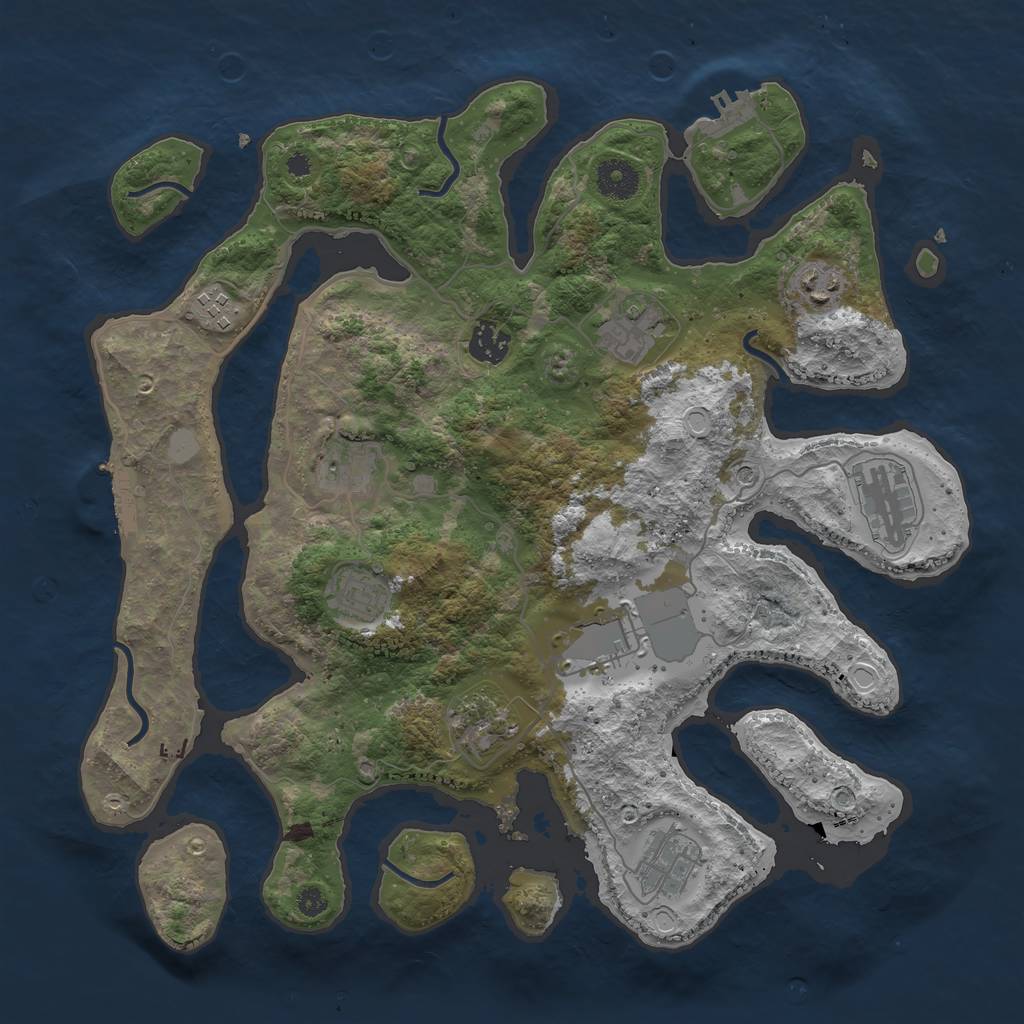 Rust Map: Procedural Map, Size: 3700, Seed: 1675023907, 18 Monuments