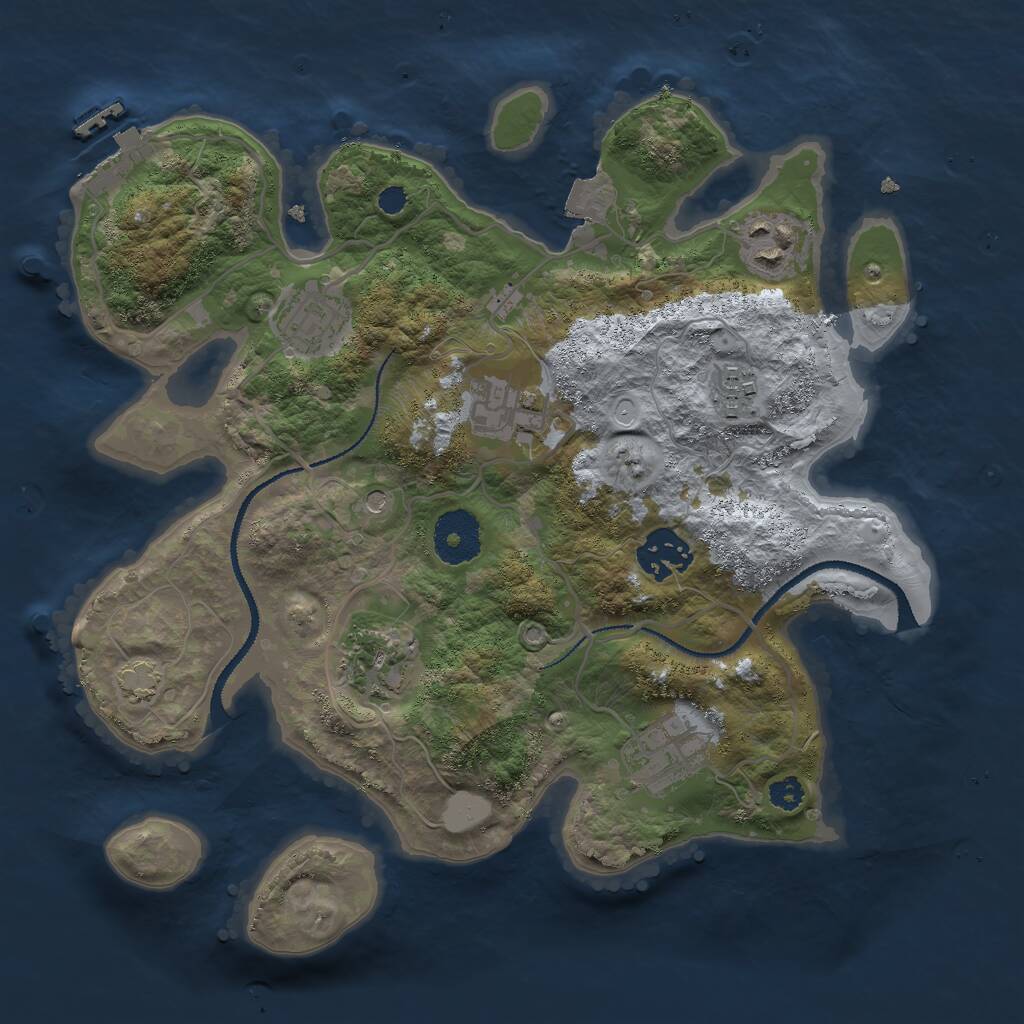 Rust Map: Procedural Map, Size: 3000, Seed: 231465, 11 Monuments