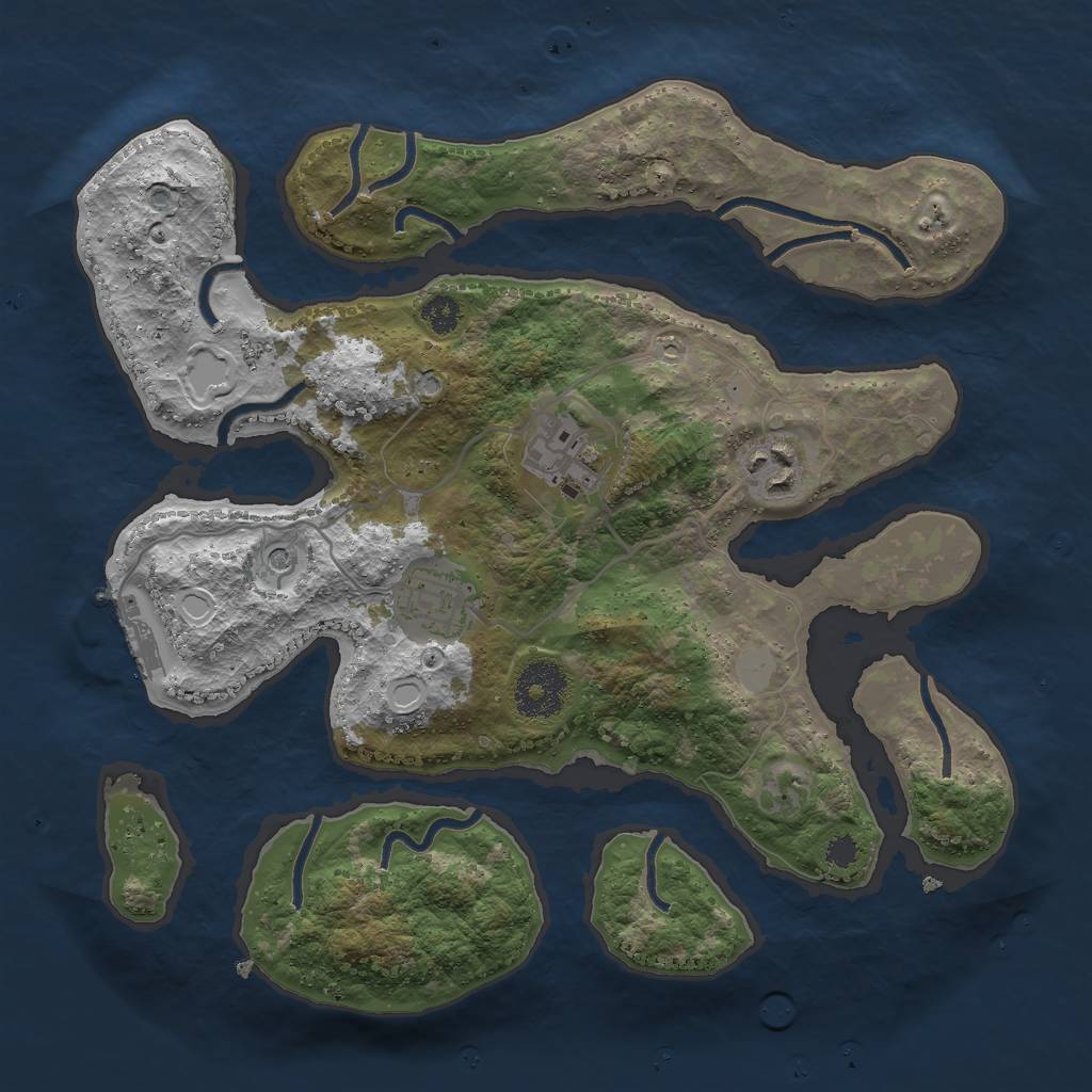 Rust Map: Procedural Map, Size: 3000, Seed: 338796, 10 Monuments