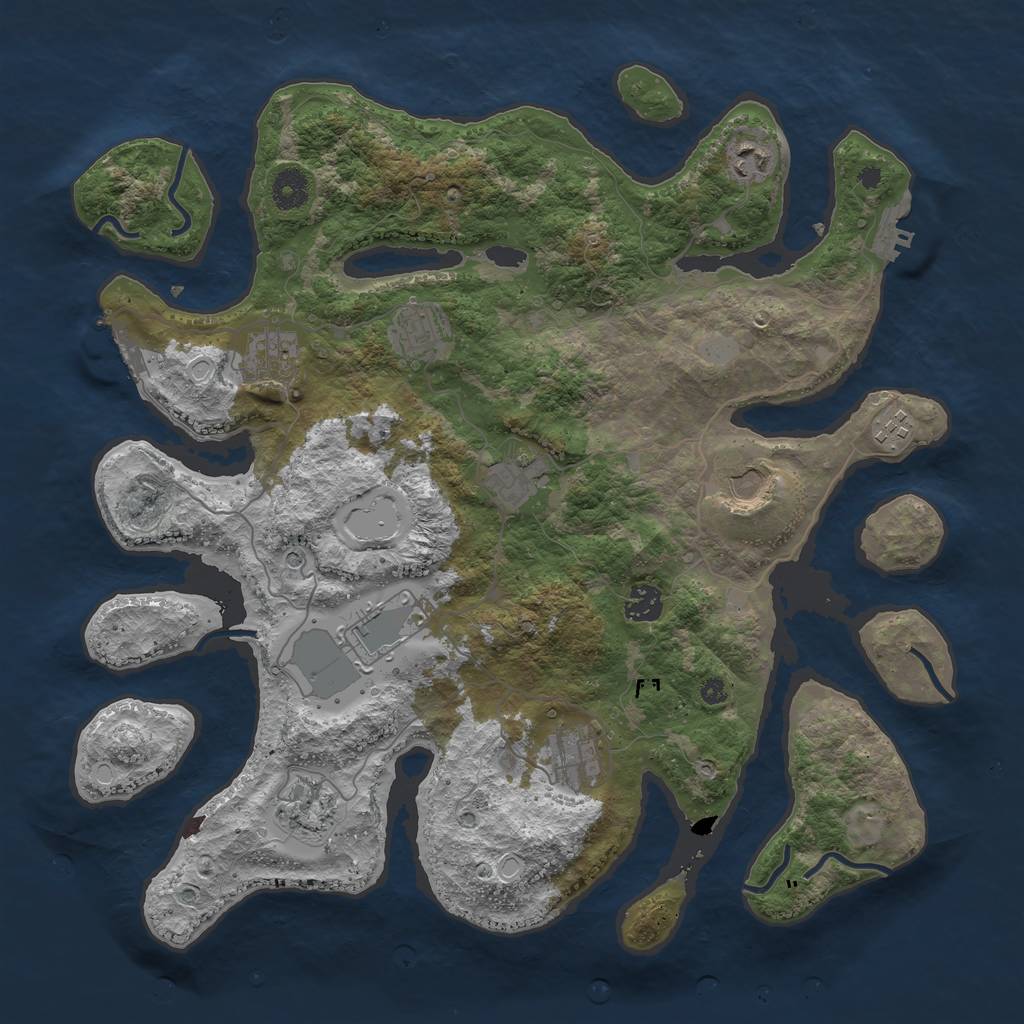 Rust Map: Procedural Map, Size: 3950, Seed: 586420194, 18 Monuments