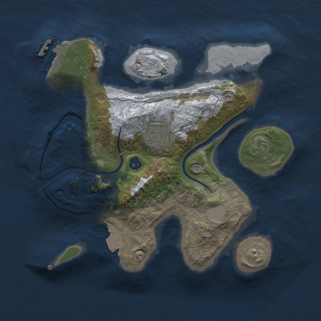 Rust Map: Procedural Map, Size: 2500, Seed: 690666, 3 Monuments
